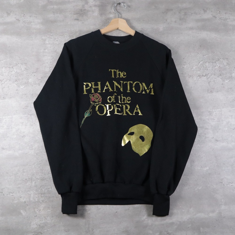 Vintage Jerzees Phantom of the Opera Sweatshirt Black Gold Foil Mens Medium